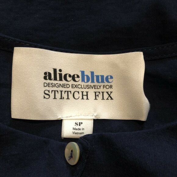 alice blue for stitch fix Blue Roll tab sleeve shirt Size SP - Picture 7 of 8